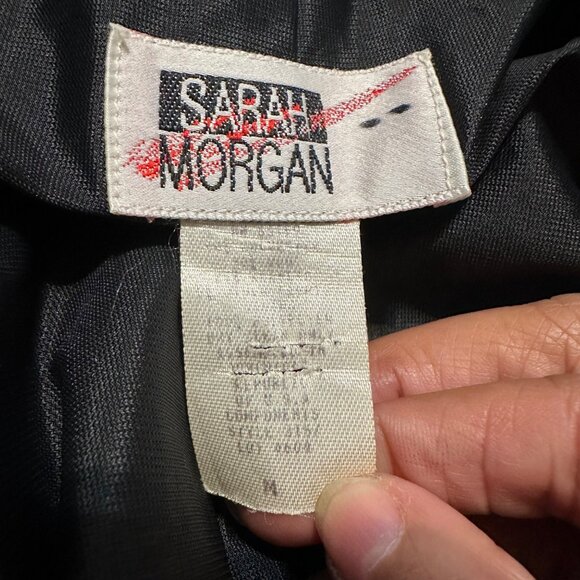 Vintage Sarah Morgan Blazer Jacket Womens M Blue Black Striped Wool Blend Retro - Picture 7 of 7